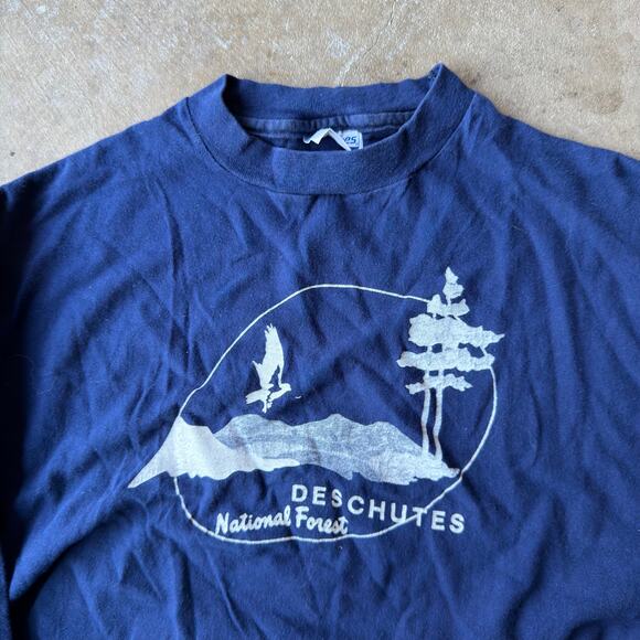 VINTAGE 80S DESCHUTES NATIONAL FOREST LONG SLEEVE T-SHIRT NATURE GRAPHIC MENS XL - Picture 1 of 6